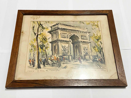 Quadro Antigo Paris Arco Do Triunfo Assinado Marius Girard