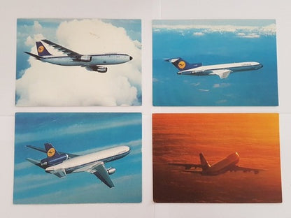 Cartão Postal Antigo Avião Lufthansa - 4 Cartões