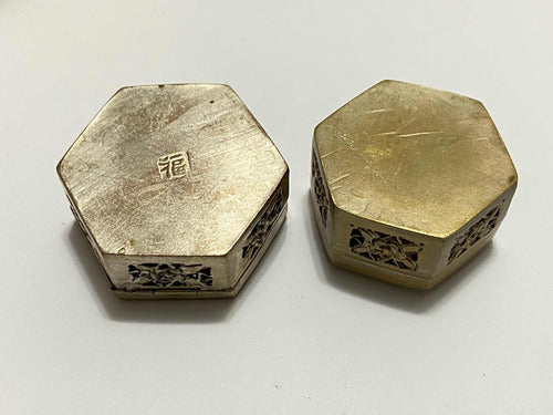 Antiga Caixa Porta Joias Hexagonal Com Desenho Flores Prata