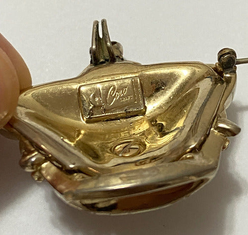 Broche Antigo Coroa Jubileu De Ouro Core Craft Com Pedras