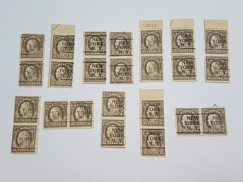 Selos Antigos Eua - 15 Cents New York N.y Benjamin Franklin