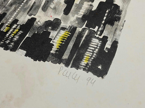 Quadro Gravura Antiga Cidade Prédios Assinada E Numerada