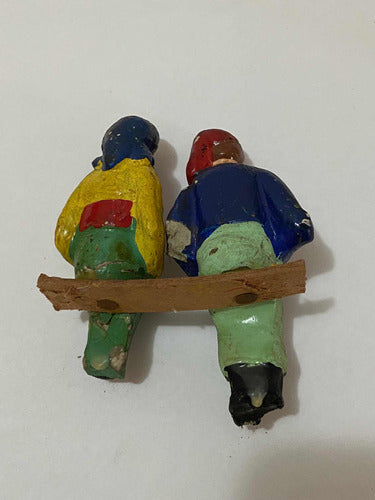 Antiga Mini Carroça Siciliana Com Cavalo E Figuras