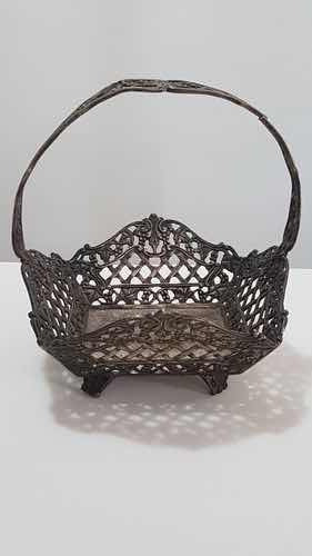 Cesta Antiga De Metal Cor Prata