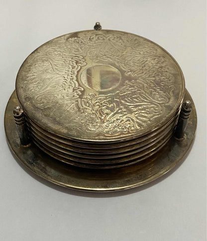 Antigo Porta Copos Em Metal Espessurado A Prata Com Seis Uni