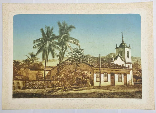 Quadro Gravura Antiga Paraty Rio De Janeiro Assinada N.godoy