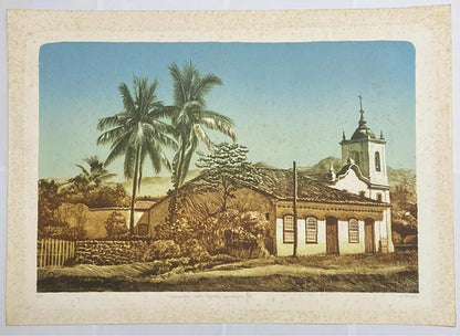 Quadro Gravura Antiga Paraty Rio De Janeiro Assinada N.godoy