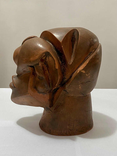 Escultura Cabeça Abstrata Em Cerâmica Antiga Rara