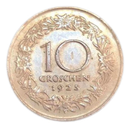 Moeda Antiga 1925 Austria 10 Groschen