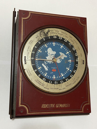 Relógio Antigo Livro World Globo Tochigi Token Japan Quartz