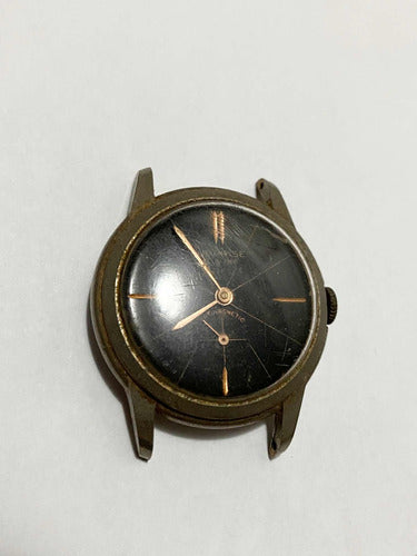 Relógio Antigo Suíço Preto E Dourado De Luxe Antimagnetic