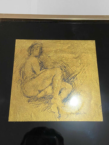 Quadro Com Gravura Artística De Nu Feminino Assinada
