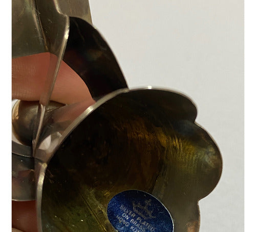 Conjunto Suporte Porta Vela antigo Anjos Banho Prata E Cobre