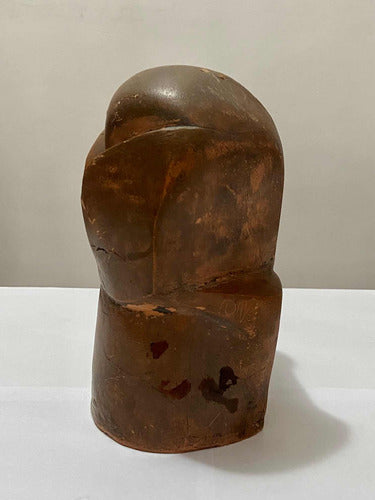 Escultura Cabeça Abstrata Em Cerâmica Antiga Rara