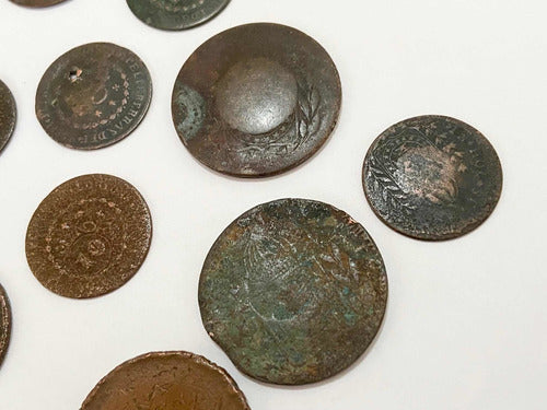 Lote Antigas Moedas Brasil Réis Bronze E Cobre