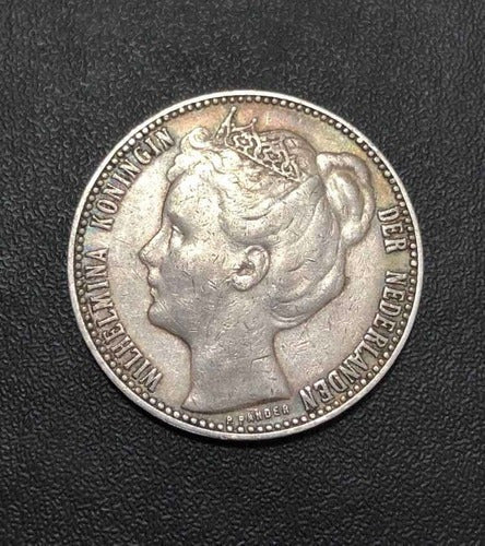 Moeda Antiga Prata 1 Gulden Holanda 1909 Rainha Guilhermina