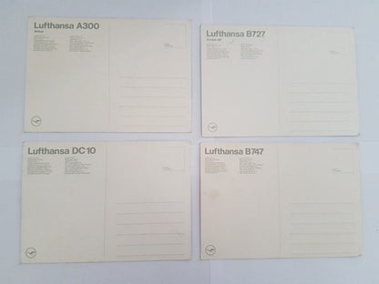 Cartão Postal Antigo Avião Lufthansa - 4 Cartões