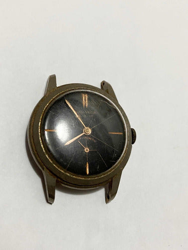 Relógio Antigo Suíço Preto E Dourado De Luxe Antimagnetic