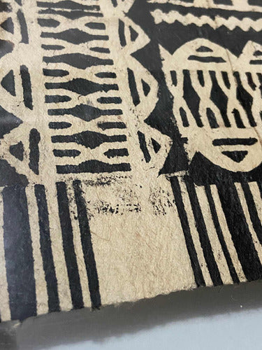 Quadro Antigo Arte Tribal Em Tecido De Casca