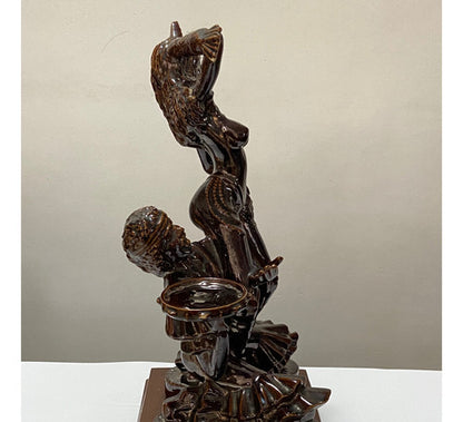 Escultura Antiga Casal Sambista Em Cerâmica