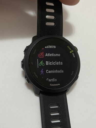 Relógio Garmin Forerunner 55 Preto Gps Monitor + Acessórios