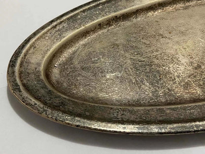 Bandeja Oval Antiga De Metal Prateado