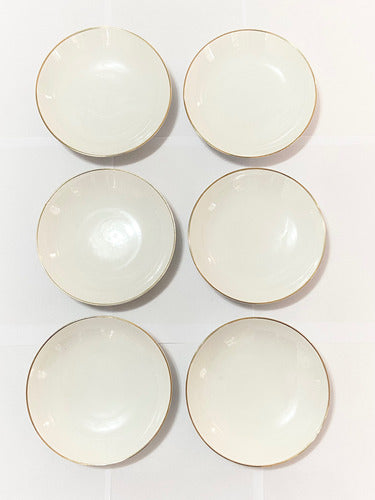 Lote 6 Antigos Pratos Porcelana Brennand Branco Com Dourado