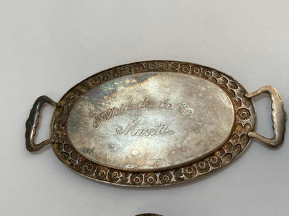 Lote Mini Colher Antiga Bandeja E Copo Antigo Cor Prata