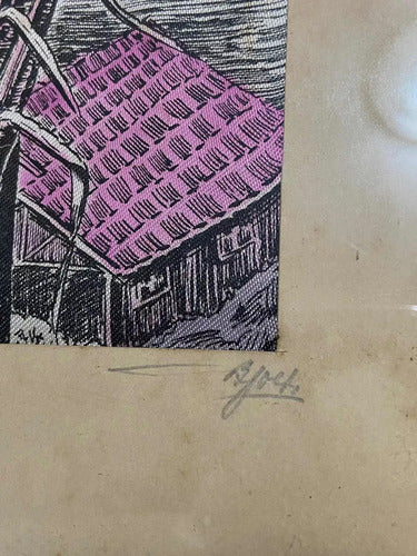 Quadro Antigo Pintura Sobre Seda Coqueiros Assinado