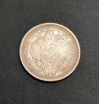 Moeda Antiga De Prata 1889 Bolivia 20 Centavos