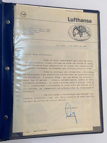 Coleção Cartões Postais Antigos Selos Lufthansa Avião