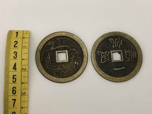 Moedas Antigas China Feng Shui Dragão E Fênix Prosperidade