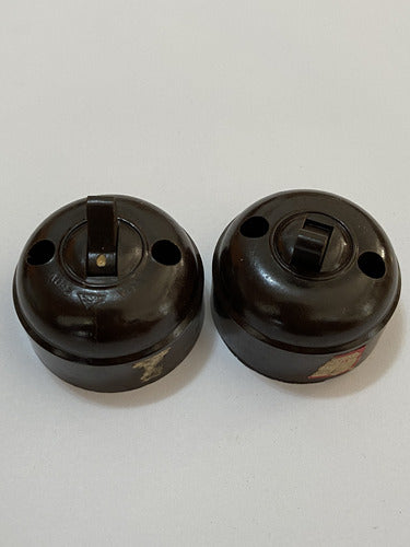 Interruptor Baquelite Antigo Anos 60 Marrom