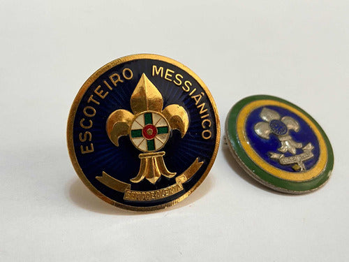 Broches Antigos Escoteiro Dourado E Prata