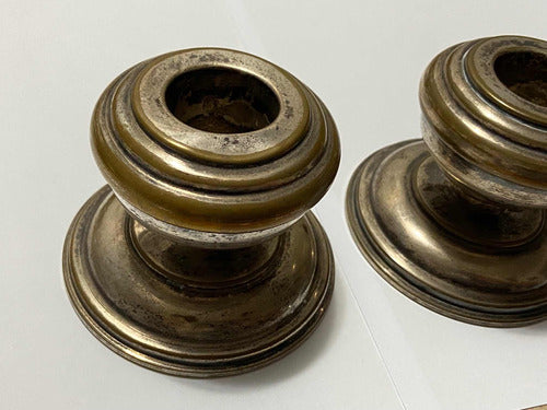 Antigo Porta Velas Castiçal Par Cor Prata Cor Prata