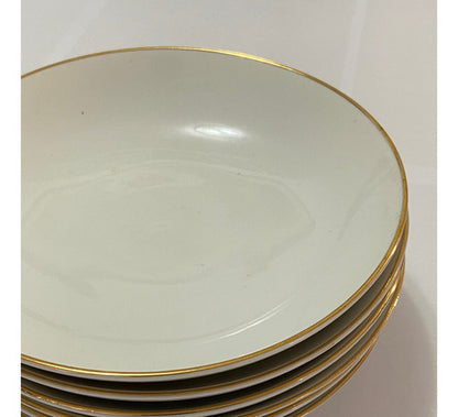 Lote 6 Antigos Pratos Porcelana Brennand Branco Com Dourado