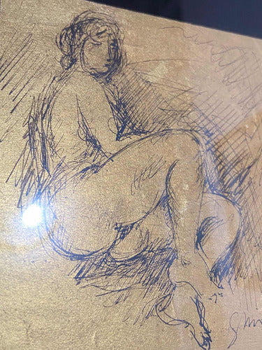Quadro Com Gravura Artística De Nu Feminino Assinada