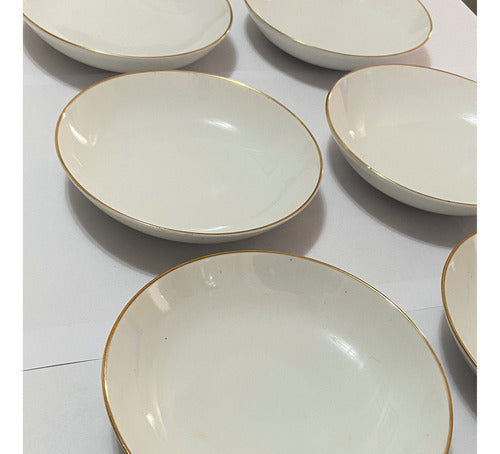Lote 6 Antigos Pratos Porcelana Brennand Branco Com Dourado