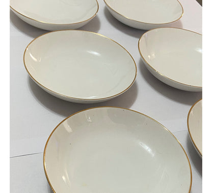 Lote 6 Antigos Pratos Porcelana Brennand Branco Com Dourado