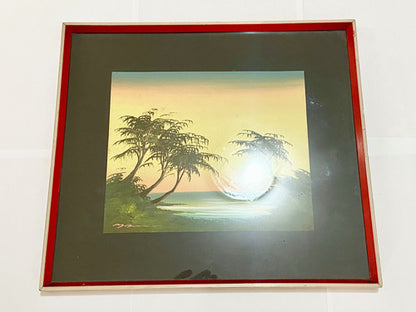 Quadro Antigo Pintura Litorânea Pôr Do Sol Assinado