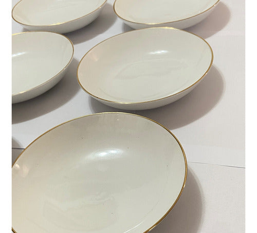 Lote 6 Antigos Pratos Porcelana Brennand Branco Com Dourado