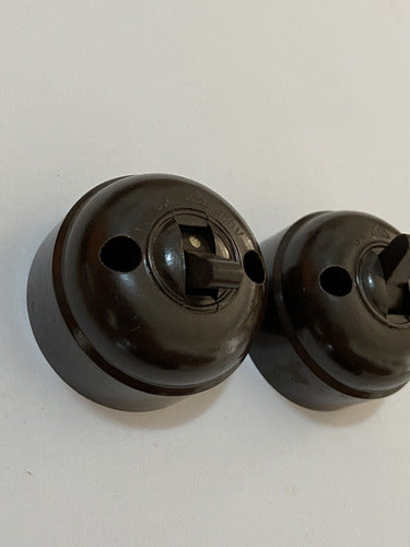 Interruptor Baquelite Antigo Anos 60 Marrom