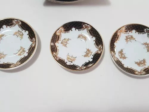 Caneca E 3 Pratinhos Decorativos Em Porcelana Antiga