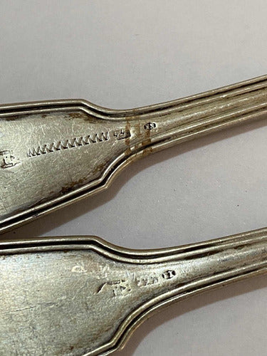 Antiga Colher E Garfo De Prata Com Marca