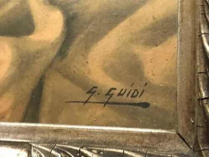 Quadro Antigo Assinado G. Guidi Flores Bela Moldura