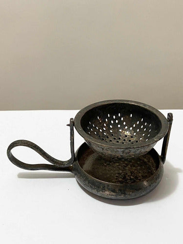 Antiga Peneira Para Chá Coador Com Suporte Cor Prata