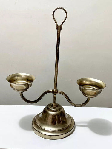 Castiçal Porta Velas Antigo Cor Prata