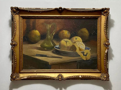 Quadro Antigo Pintura Oleo Assinado Natureza Morta Frutas