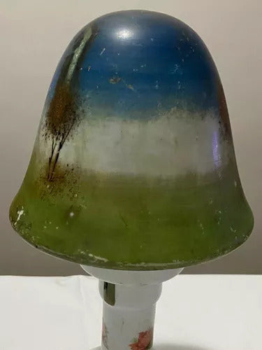 Luminária Antiga Opalina Pintada À Mão Paisagem