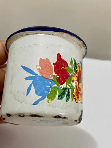 Caneca Esmaltada Antiga Pintura Floral - Harvest China